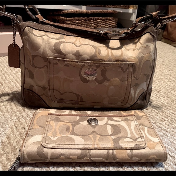 Coach Handbags - COACH Chelsea Suede/Leather handbag AND wallet.